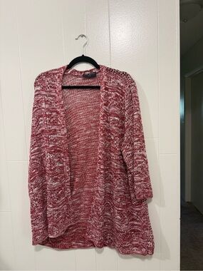 Lane Bryant Red Marled Open-Front Cardigan